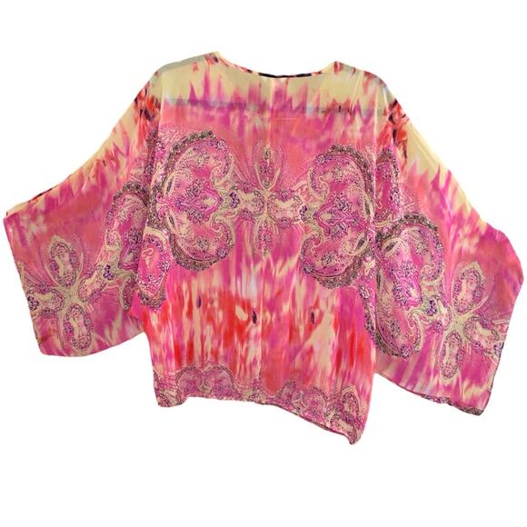 Harlow Zee Paisley Tie Dye Semi-Sheer Flowy Top XS - Picture 3 of 10